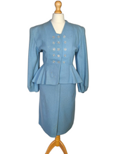 Load image into Gallery viewer, Late 1940s/Early 1950s Powder Blue Peplum Balloon Sleeve Suit
