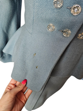 Load image into Gallery viewer, Late 1940s/Early 1950s Powder Blue Peplum Balloon Sleeve Suit
