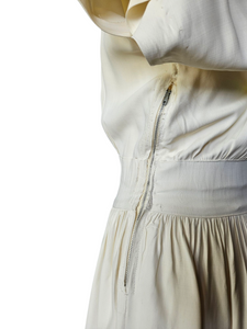 1940s Cream Handpainted Flower Dress