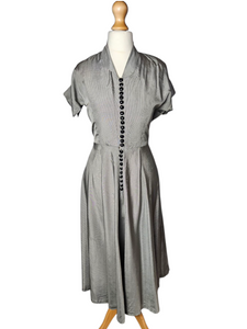 1950s Black and White Check Viscose Dress