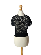 Load image into Gallery viewer, 1940s/1950s Black Beaded Lace Blouse Top
