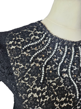 Load image into Gallery viewer, 1940s/1950s Black Beaded Lace Blouse Top
