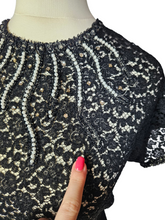 Load image into Gallery viewer, 1940s/1950s Black Beaded Lace Blouse Top
