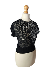 Load image into Gallery viewer, 1940s/1950s Black Beaded Lace Blouse Top
