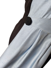 Load image into Gallery viewer, 1940s Pale Blue and Black Colourblock Long Tie Dress

