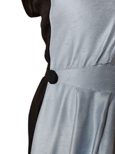 Load image into Gallery viewer, 1940s Pale Blue and Black Colourblock Long Tie Dress
