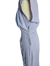Load image into Gallery viewer, 1940s Lilac Crepe Wrap Front Long Dress
