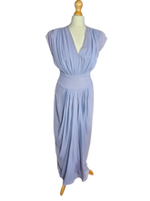 Load image into Gallery viewer, 1940s Lilac Crepe Wrap Front Long Dress
