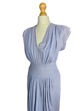 Load image into Gallery viewer, 1940s Lilac Crepe Wrap Front Long Dress
