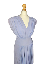 Load image into Gallery viewer, 1940s Lilac Crepe Wrap Front Long Dress
