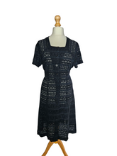 Load image into Gallery viewer, 1940s Black Borderie Anglais Dress

