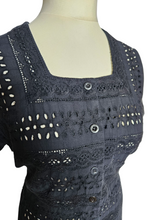 Load image into Gallery viewer, 1940s Black Borderie Anglais Dress
