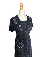 Load image into Gallery viewer, 1940s Black Borderie Anglais Dress
