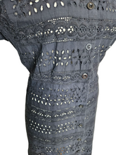 Load image into Gallery viewer, 1940s Black Borderie Anglais Dress
