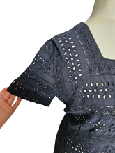 Load image into Gallery viewer, 1940s Black Borderie Anglais Dress
