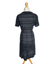 Load image into Gallery viewer, 1940s Black Borderie Anglais Dress
