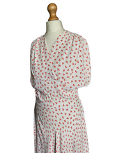 Load image into Gallery viewer, 1940s White Dress With Red Clover Print
