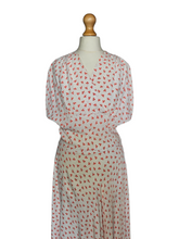 Load image into Gallery viewer, 1940s White Dress With Red Clover Print
