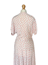 Load image into Gallery viewer, 1940s White Dress With Red Clover Print
