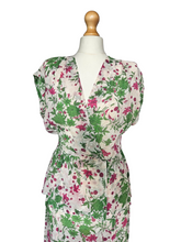 Load image into Gallery viewer, 1940s Sheer Green and Fuschia Pink Peplum Dress
