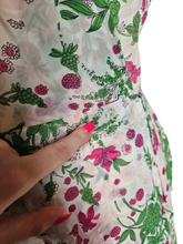 Load image into Gallery viewer, 1940s Sheer Green and Fuschia Pink Peplum Dress
