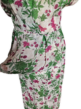 Load image into Gallery viewer, 1940s Sheer Green and Fuschia Pink Peplum Dress
