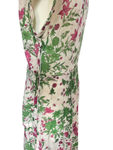 Load image into Gallery viewer, 1940s Sheer Green and Fuschia Pink Peplum Dress
