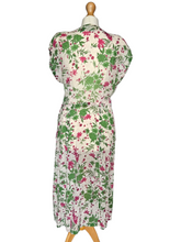Load image into Gallery viewer, 1940s Sheer Green and Fuschia Pink Peplum Dress

