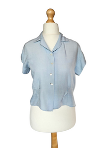 1930s Pale Blue Rayon Type Blouse