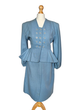 Load image into Gallery viewer, Late 1940s/Early 1950s Powder Blue Peplum Balloon Sleeve Suit
