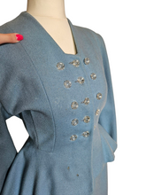 Load image into Gallery viewer, Late 1940s/Early 1950s Powder Blue Peplum Balloon Sleeve Suit
