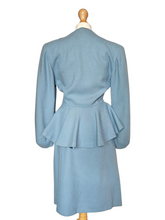 Load image into Gallery viewer, Late 1940s/Early 1950s Powder Blue Peplum Balloon Sleeve Suit
