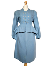 Load image into Gallery viewer, Late 1940s/Early 1950s Powder Blue Peplum Balloon Sleeve Suit
