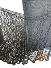 Load image into Gallery viewer, 1920s Black Lace Dipped Hem Dress With Faux Cape
