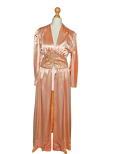 Load image into Gallery viewer, 1940s Peach Pink Satin and Lace Dressing Gown
