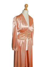 Load image into Gallery viewer, 1940s Peach Pink Satin and Lace Dressing Gown
