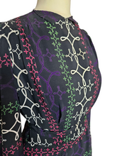 Load image into Gallery viewer, 1940s Wounded/As Is Navy, Pink, Green, Purple and White Stripe Dress
