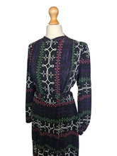 Load image into Gallery viewer, 1940s Wounded/As Is Navy, Pink, Green, Purple and White Stripe Dress

