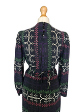 Load image into Gallery viewer, 1940s Wounded/As Is Navy, Pink, Green, Purple and White Stripe Dress
