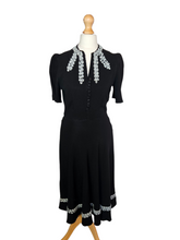 Load image into Gallery viewer, 1940s Wounded/As Is Black and White Soutache Dress
