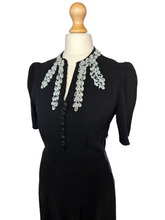 Load image into Gallery viewer, 1940s Wounded/As Is Black and White Soutache Dress
