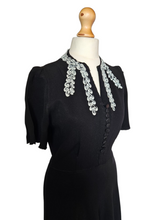 Load image into Gallery viewer, 1940s Wounded/As Is Black and White Soutache Dress
