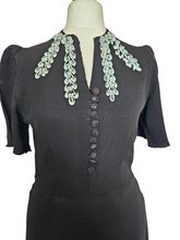 Load image into Gallery viewer, 1940s Wounded/As Is Black and White Soutache Dress
