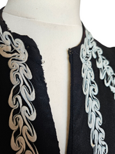 Load image into Gallery viewer, 1940s Wounded/As Is Black and White Soutache Dress

