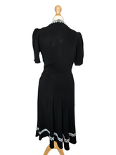 Load image into Gallery viewer, 1940s Wounded/As Is Black and White Soutache Dress
