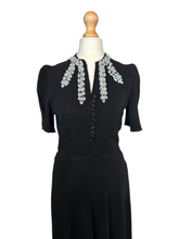 Load image into Gallery viewer, 1940s Wounded/As Is Black and White Soutache Dress

