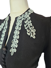 Load image into Gallery viewer, 1940s Wounded/As Is Black and White Soutache Dress
