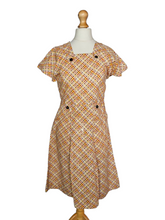 Load image into Gallery viewer, 1920s Wounded/As Is Orange, Cream and Brown Cotton Dress
