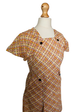 Load image into Gallery viewer, 1920s Wounded/As Is Orange, Cream and Brown Cotton Dress

