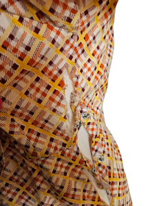 1920s Wounded/As Is Orange, Cream and Brown Cotton Dress